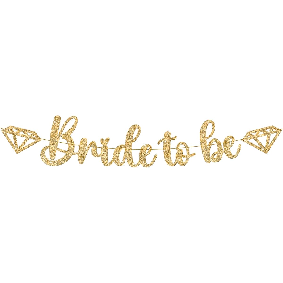 KatchOn Gold Glitter Bride To Be Banner - 10ft Pre-strung No DIY Required | Bride to Be Gold Banner with Ring Cutouts | Bachelorette Party Decorations | Bridal Shower Decorations Gold Wedding Decorations