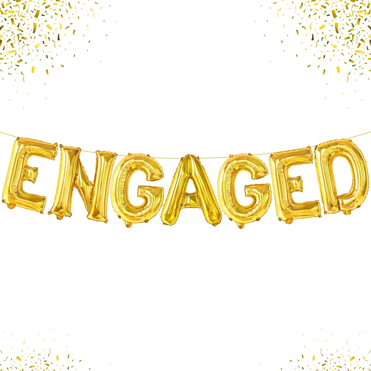 KatchOn Gold Letter Engagement Balloons 16 Inch for Engagement Party Decorations Engagement Banner Balloons Engagement Party Decorations Kit Engagement Party Decorations Kit