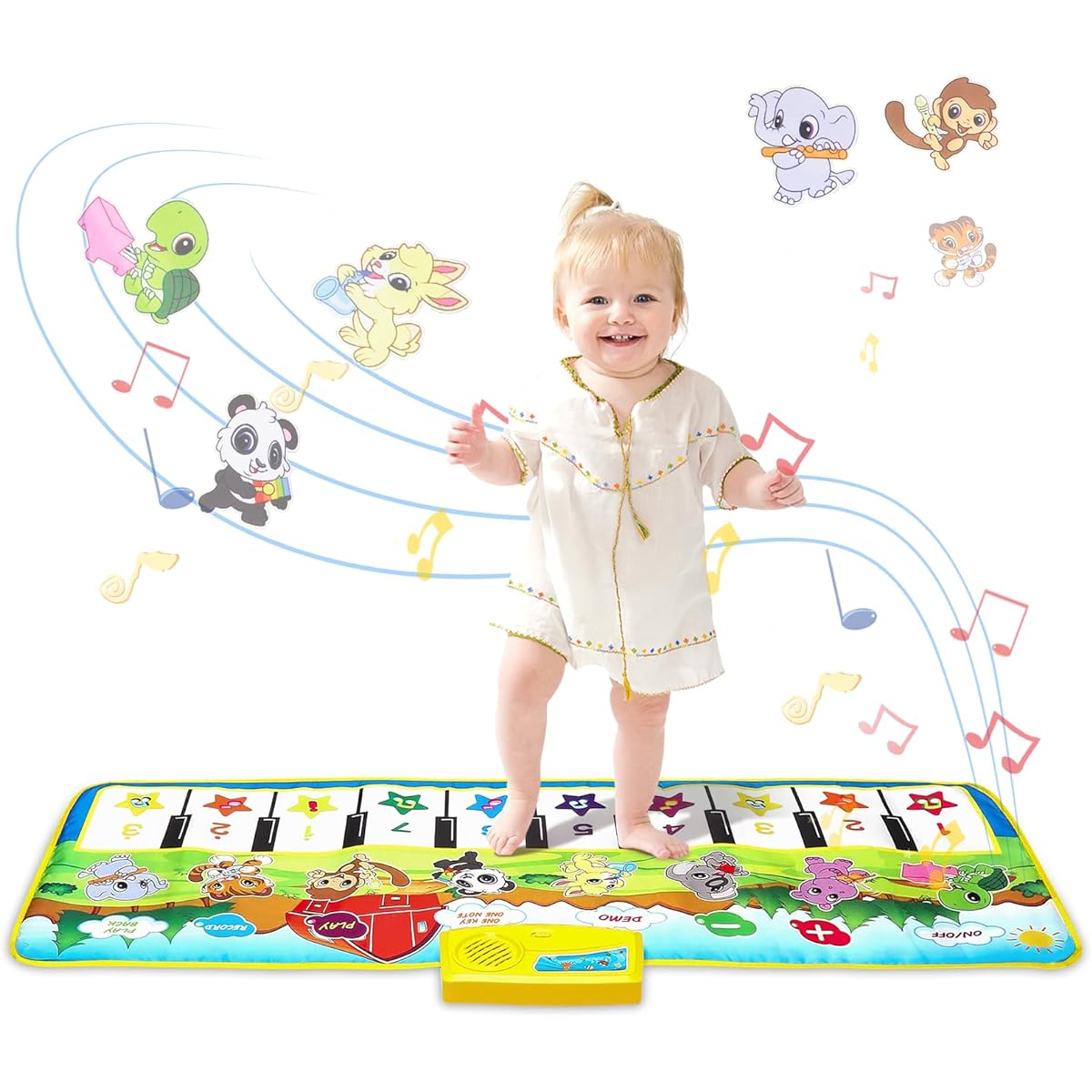 M SANMERSEN Kids Piano Mat 39.5 x 14 Inch Music Mat Keyboard Dancing Mat Electronic Touch Play Blanket Music Carpet Toy for 3-6 Years Old Kids Girls Boys