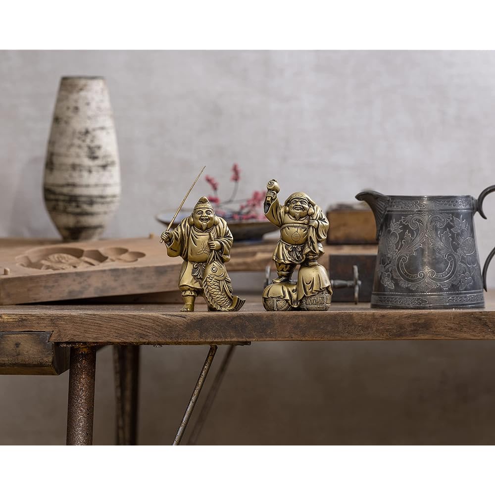 Seven Lucky Gods of Good Luck Daikokuten Silky Gold Buddhist sculptor: Hideun Makita Prototype_Kobiki Buddha Statue Ornament Takaoka Copperware (Daikokuten 7F)