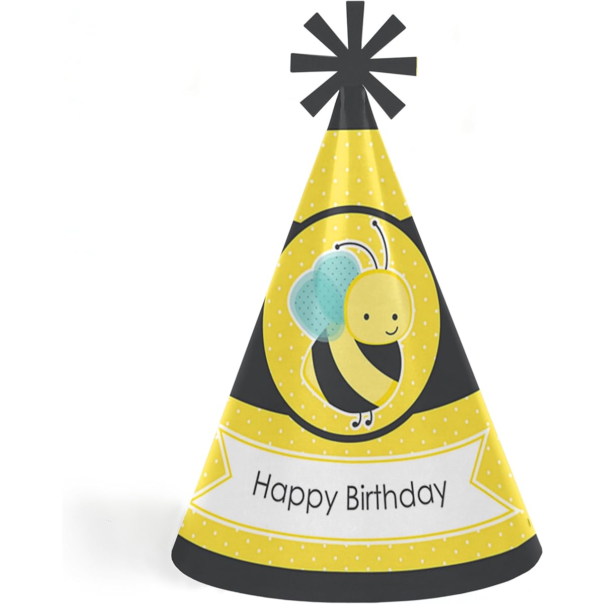 Honey Bee - Cone Happy Birthday Party Hats for Kids and Adults - Set of 8 (Standard Size)