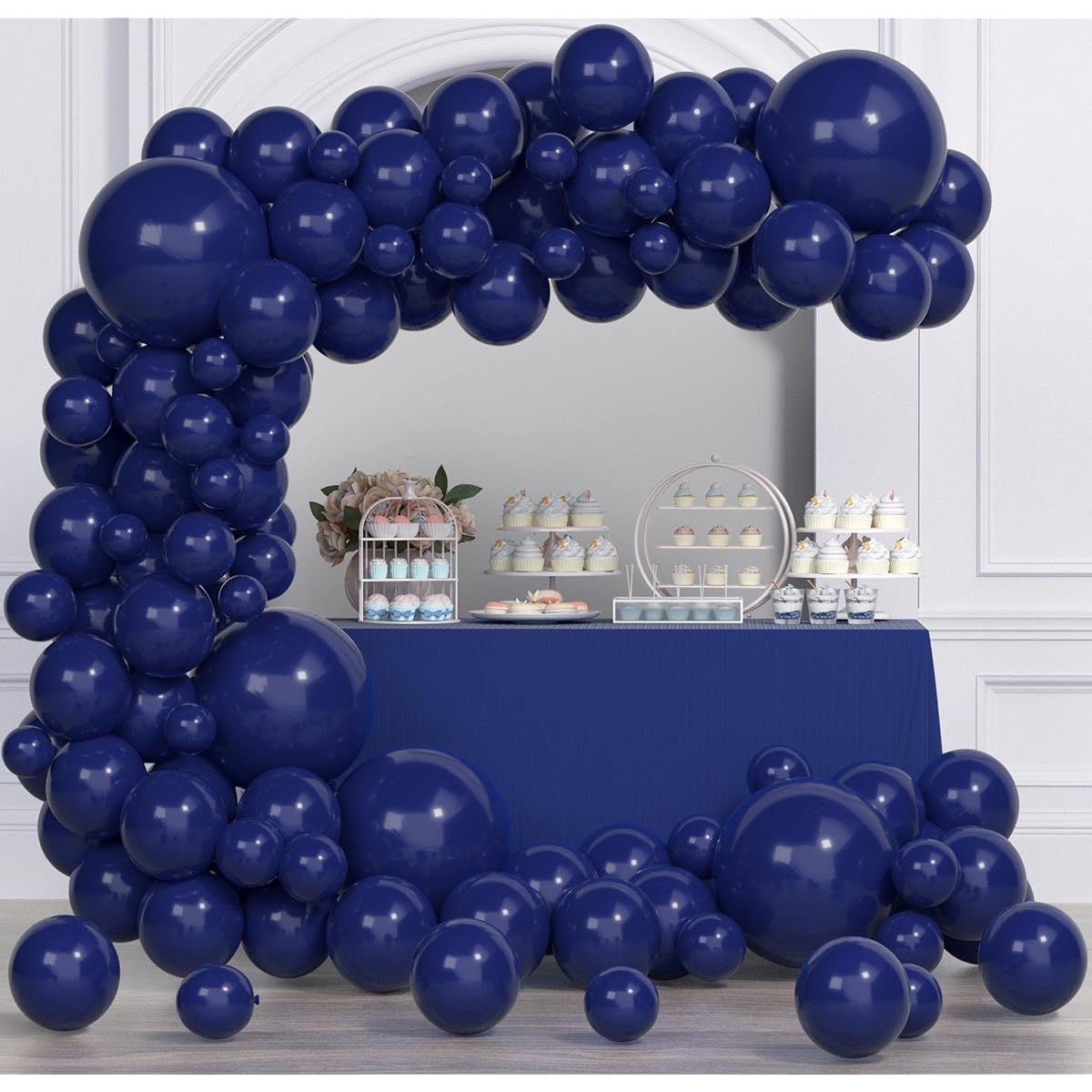 Navy Blue Balloon Arch Kit, 100 Thick Blue Balloons Different Sizes 18/12/5 Inch for Birthday Party, Graduation, Bachelorette, Wedding, Gender Reveal, Baby Shower Decoration Supplies