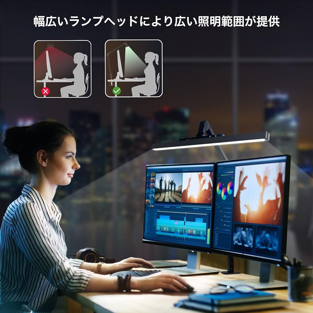 BeaNet Desk Light LED [Eye-friendly 45° Angle / Motion Sensor] 4 Levels Dimming Color Clamp Desk Lamp Reinforced Aluminum Alloy Multi-Angle Adjustment Compact Foldable Tabletop Light Touch Sensor Reading/Study/Work BNT-DEL01