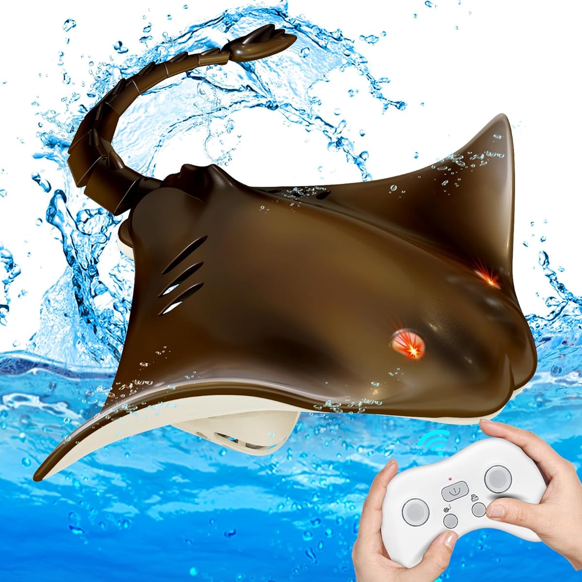 Remote Control Shark Stingray Toy 2.4G Water Play Pool Toys for Kids High Simulation RC Stingray Boat Fish Swimming Pool Bathroom for Kids Age 6 7 8 Boys Christmas Birthday Gift