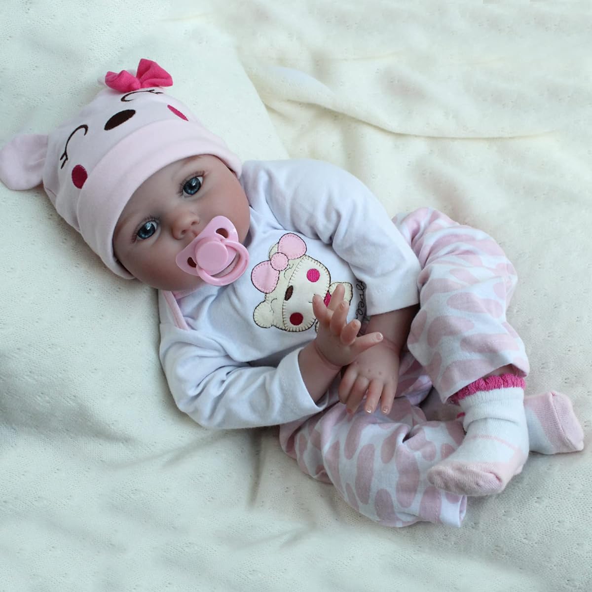CHAREX Reborn Baby Doll Lucy 22 Inch Newborn Girl Doll Lifelike Soft Silicone Vinyl Weighted Gift Set