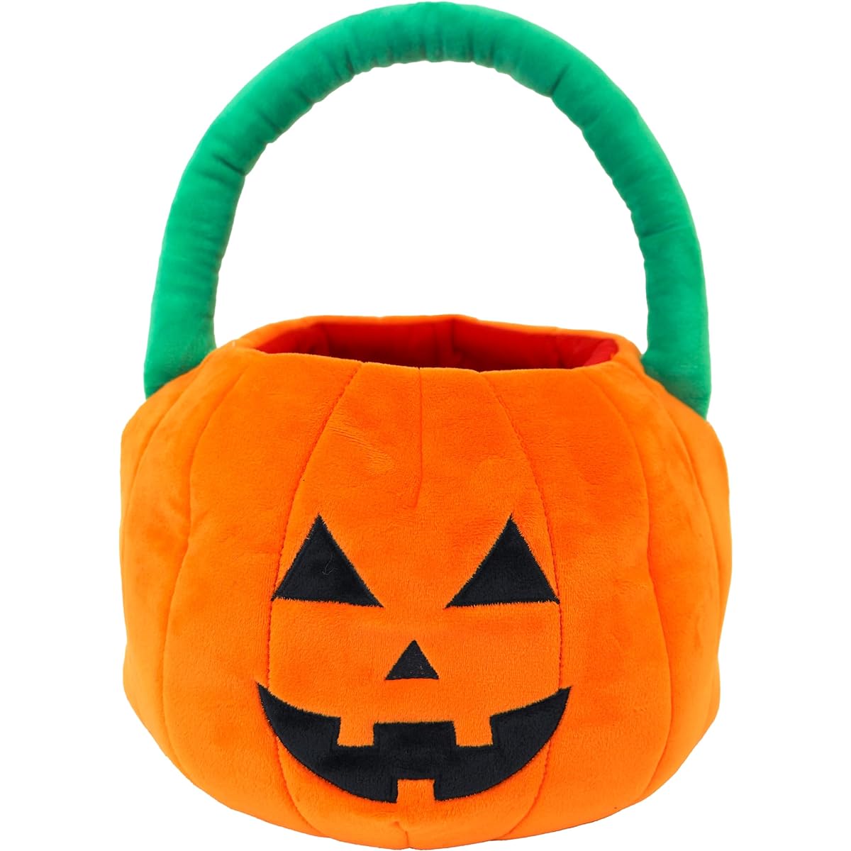 Plushible Trick or Treat Halloween Orange and Black Plush Pumpkin Fabric Treat Basket
