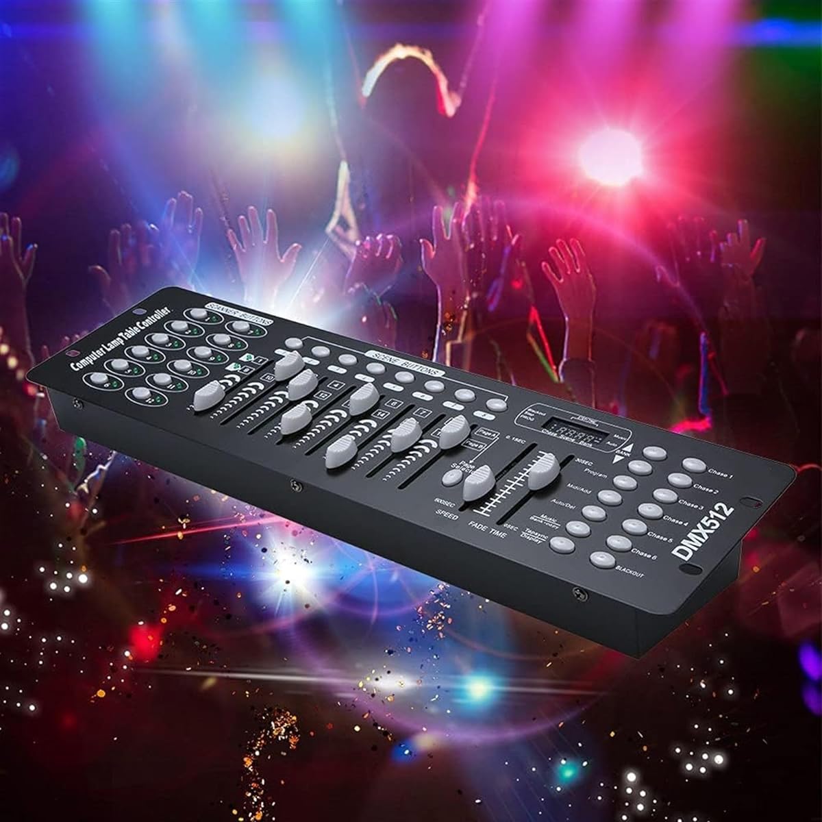 DMX Controller, 192 Channels DMX 512 Lighting Console, 240 Scenes, Built-in Microphone, DMX Lighting Console Stage Lighting Control Stage Lighting Party DJ Disco Operator Equipment
