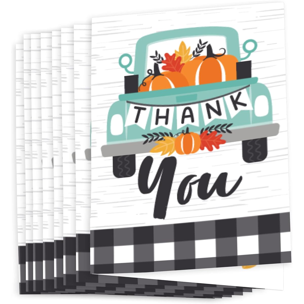 Big Dot of Happiness Happy Fall Truck - Harvest Pumpkin Party Thank You Cards (8 Cards)