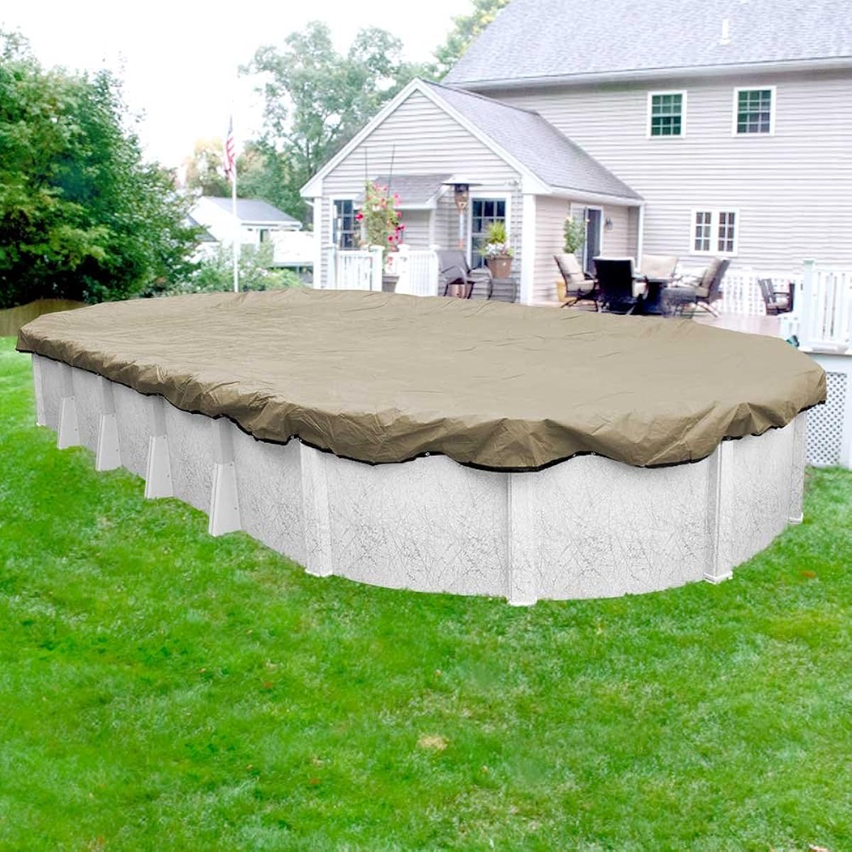 Pool Mate 312141-4-PM 20 Year Professional Grade Winter Oval Above Ground Pool Cover 21 x 40 Feet Tan