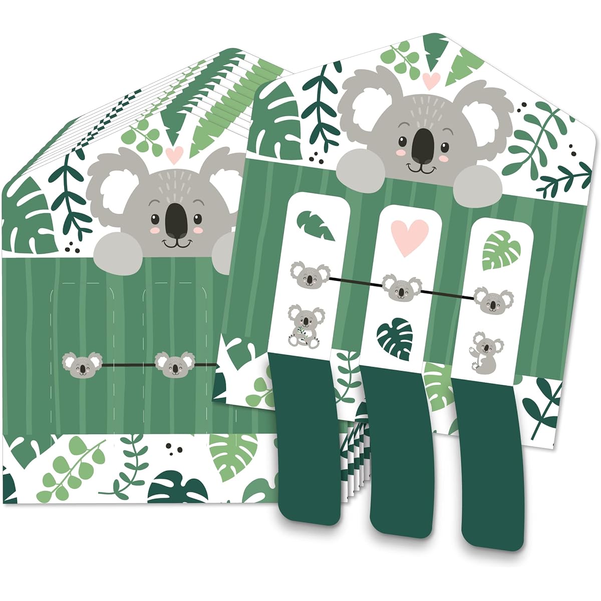 Big Dot of Happiness Koala Cutie - Bear Birthday Party and Baby Shower Game Pickle Cards - Pull Tabs 3 Rows - Set of 12