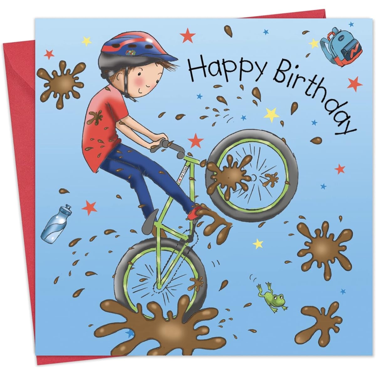 Twizler Happy Birthday Card with Mountain Bike - Boy Birthday Card - Happy Birthday Card Boy - Boy Birthday Card - Sporty Kids Birthday Card - Birthday Gift for Son, Grandson