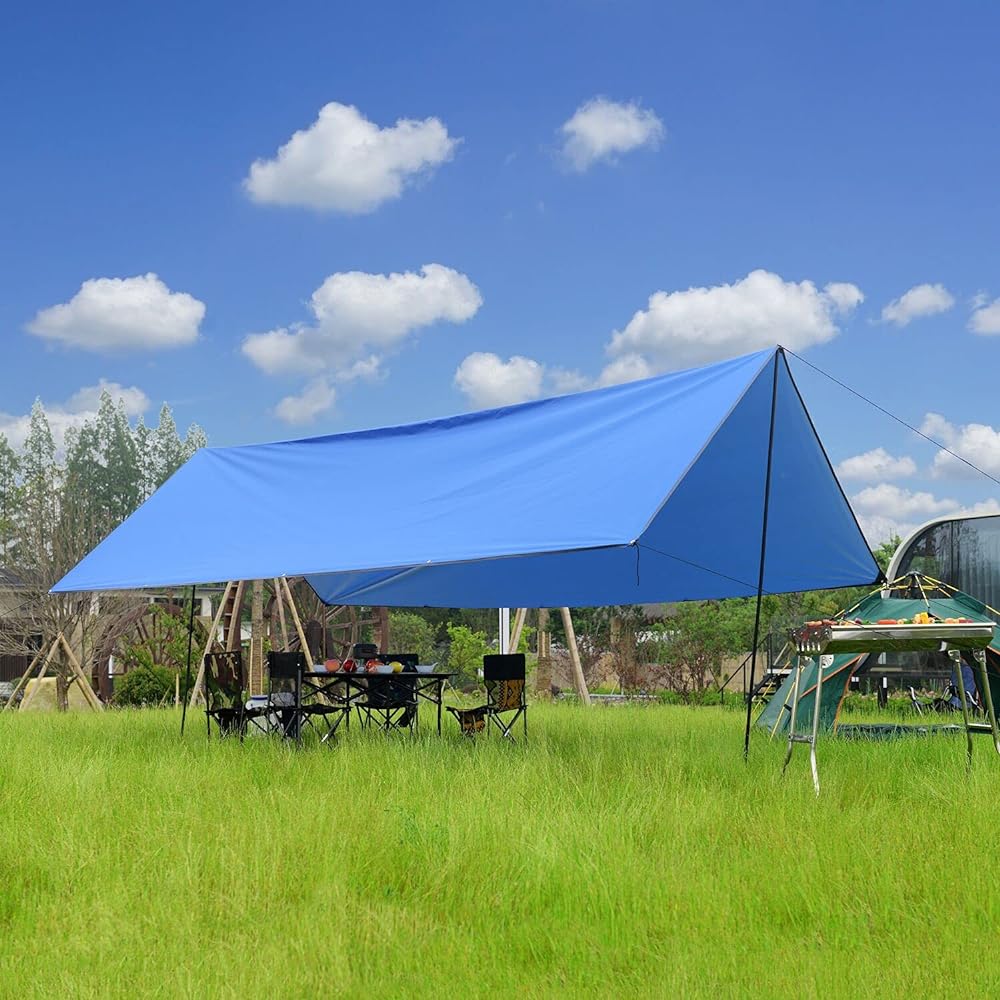Tarp, Waterproof, Camping, Lightweight, 4.5*6m, 4.5*4.5m, 3*4.5m, 3*3m Awning Shade, Sunshade, UV Protection, Portable, Large Capacity, Carry Bag Included, Tarp Pole Included, Size (3*4.5m)