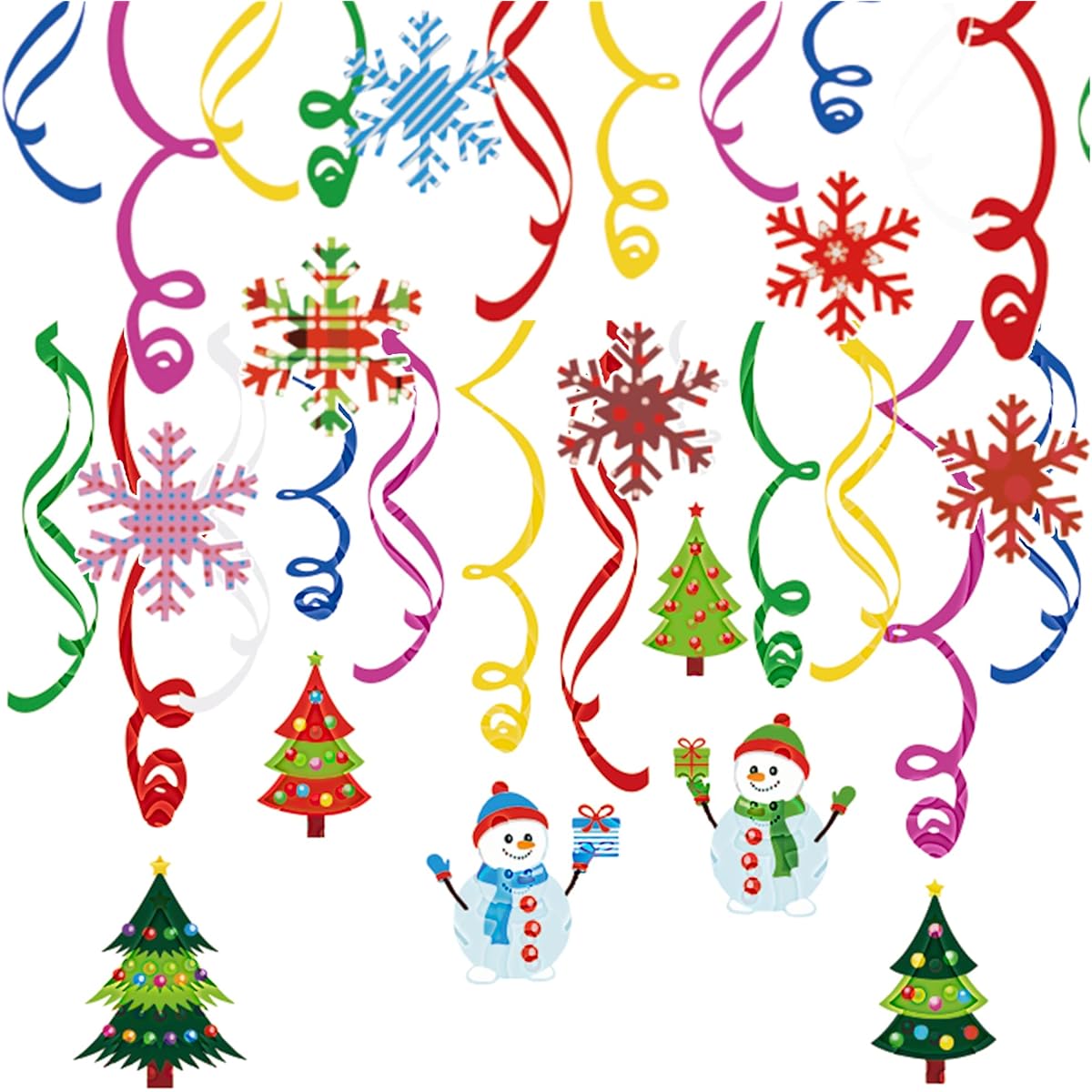 WYNK Christmas Party Decorations 24 Pieces Christmas Holiday Hanging Swirl Decorations Snowman Snowflake Ceiling Hanging Decorations Indoor Outdoor Christmas Party Supplies Christmas Decorations