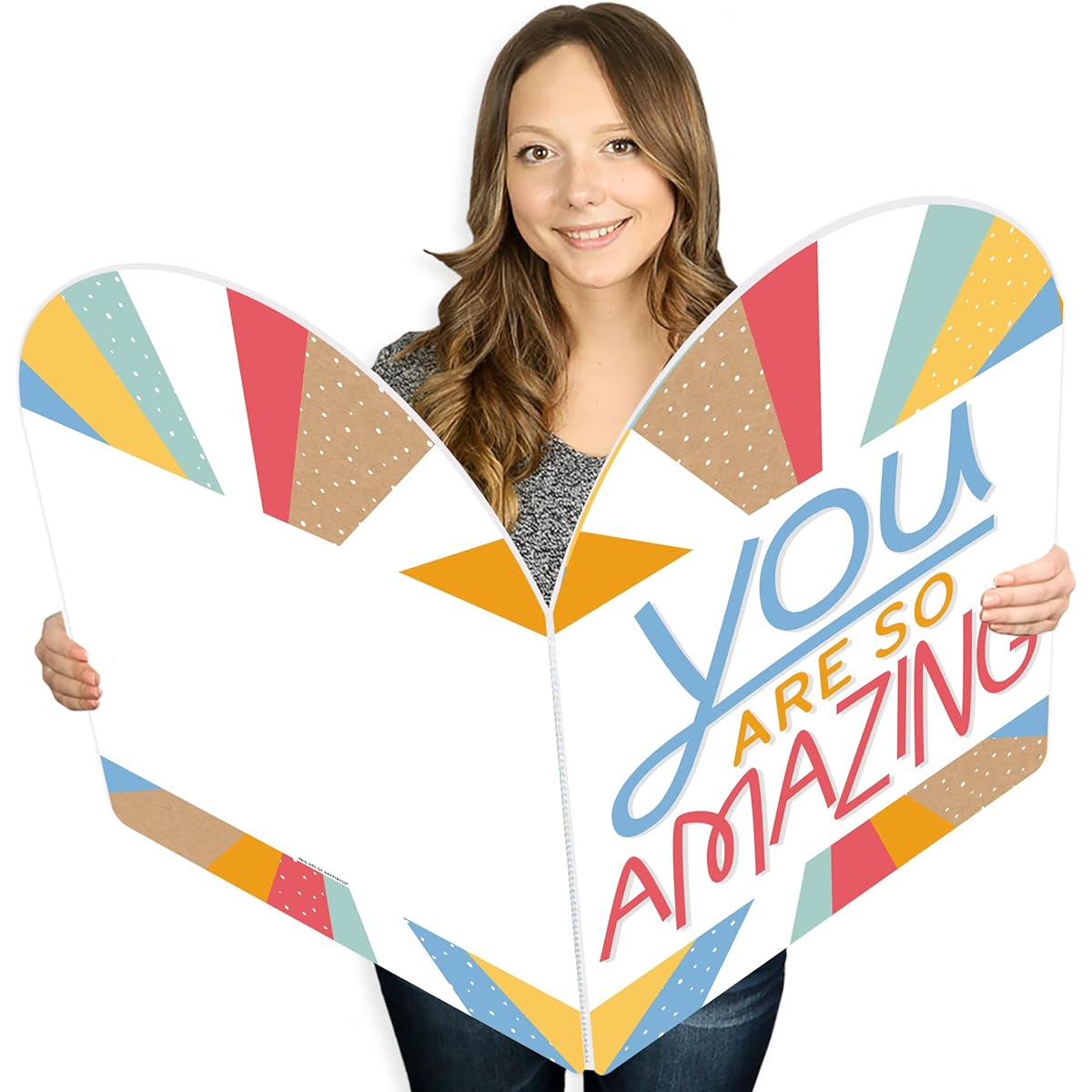 Big Dot of Happiness You Are So Amazing - Miss You Encouragement Giant Greeting Card - Large Shaped Jumbo Card - 16.5 x 22 inches