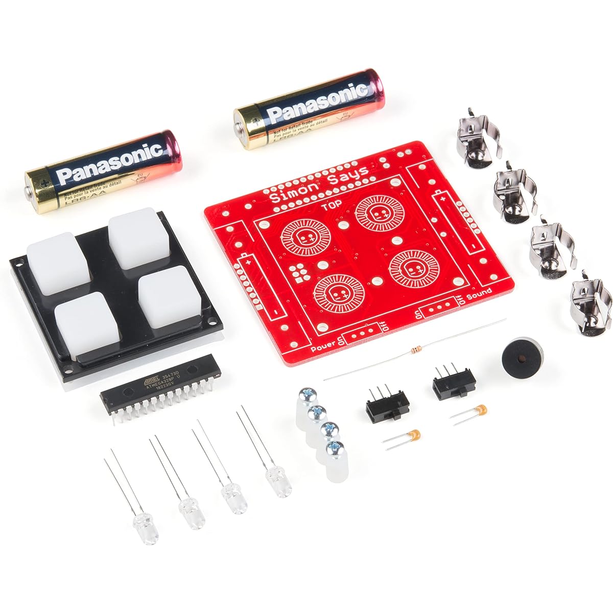 SparkFun Simon Says Through-Hole Soldering Kit - Beginner Skill Level Project for STEM Educational Learning Classroom, Home Library, Makerspace Play, Kids and Adults