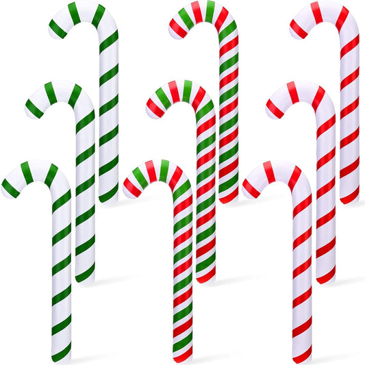 9pcs Christmas Inflatable Candy Cane for Christmas Decoration Candy Cane Balloons 3 Colors Outdoor Candy Decoration Christmas Home Decoration Party Supplies