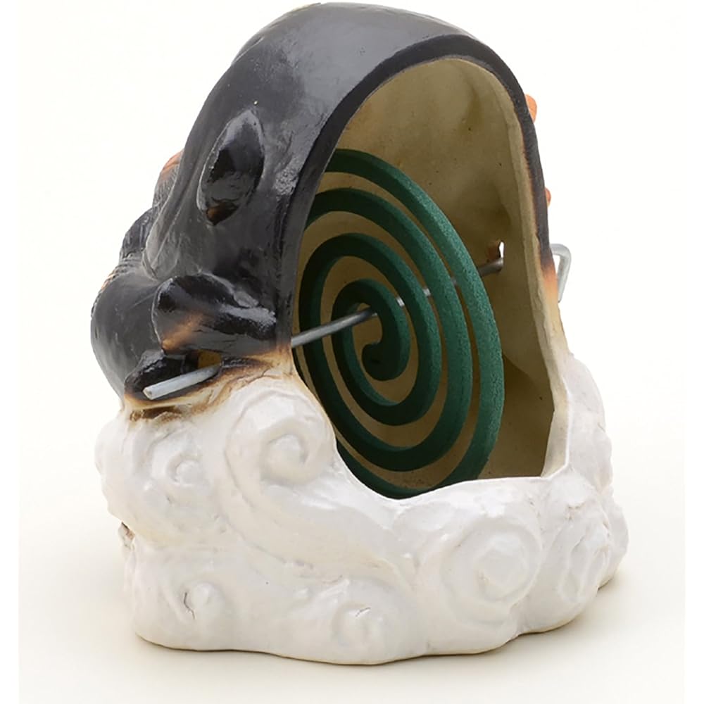 Shigaraki Ware Mosquito Coil Mosquito Sprayer Ninja Tanuki Doron Mosquito Coil Holder Holder Stand Height 16.5cm Made in Japan A031-03