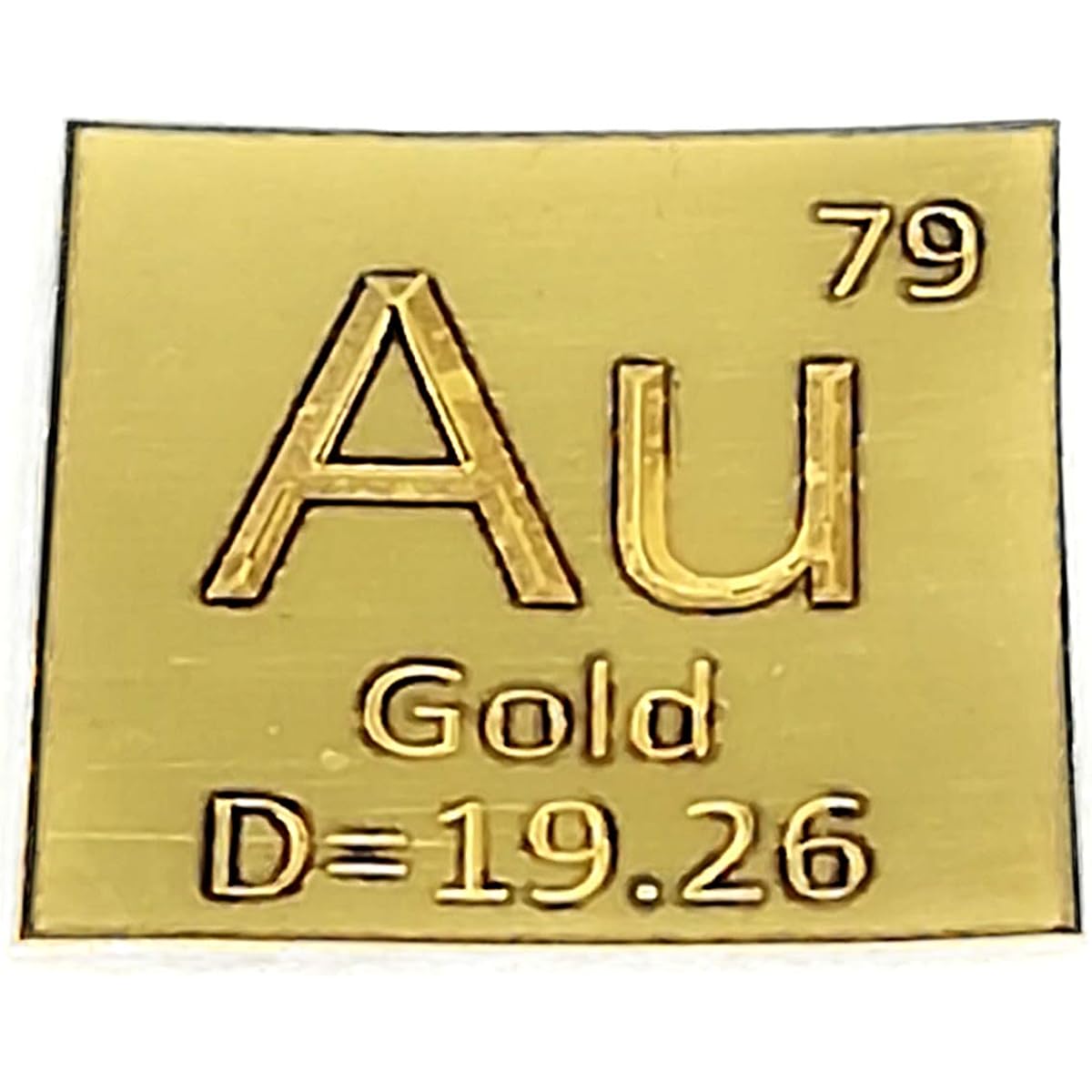 Elemental specimen Gold Au 10mm square plate Mirror finish Engraved A type