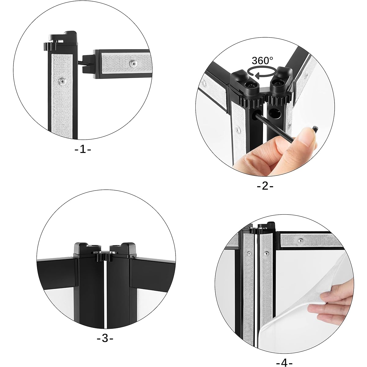 PRORECK DJ Foldable Facade Portable Event Booth Panels with 4 Removable Black Metal Frame Projector Display Scrim Panels with Carry Bag