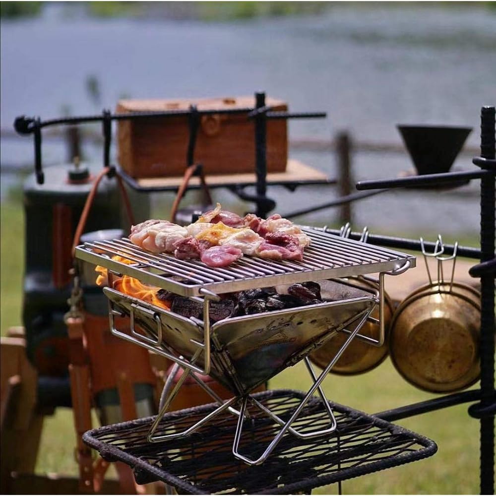 CAMPING MOON XS Bonfire Stand Charcoal Bed Net Bridge Plate Storage Pack Full Set for 4 People X-MINI-Pro.