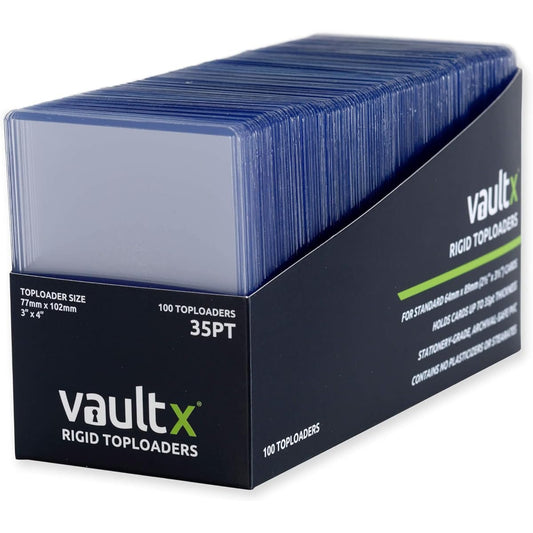 Vault X Premium Extra Thick Seamless Top Loader 35 Point 3" x 4" Rigid Card Holders for Trading Cards & Sports Cards (100 Pack)