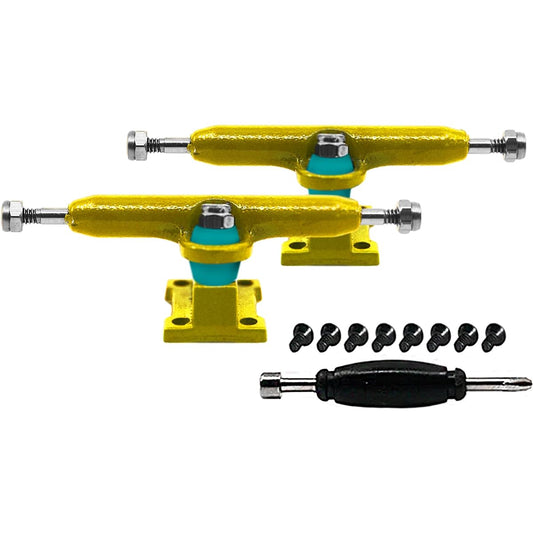 Cheek Tuning Prodigy Fingerboard Tracks with Upgraded Lock Nuts Yellow Color Scheme 32mm Width Professional Shape Appearance Components Includes Teak Teal Pro Duro 61A Bubble Bushings
