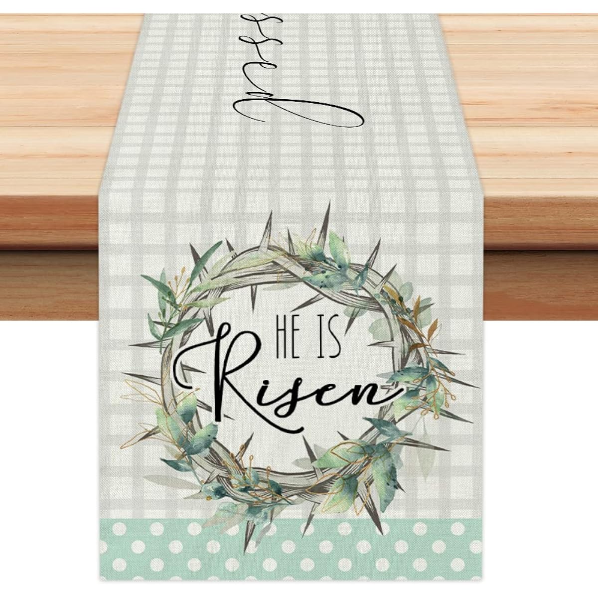 ARKENY Easter Table Runner 72 Inch He is Risen Coffee Home Dining Indoor Seasonal Spring Holiday Farmhouse Tabletop Decor AT365