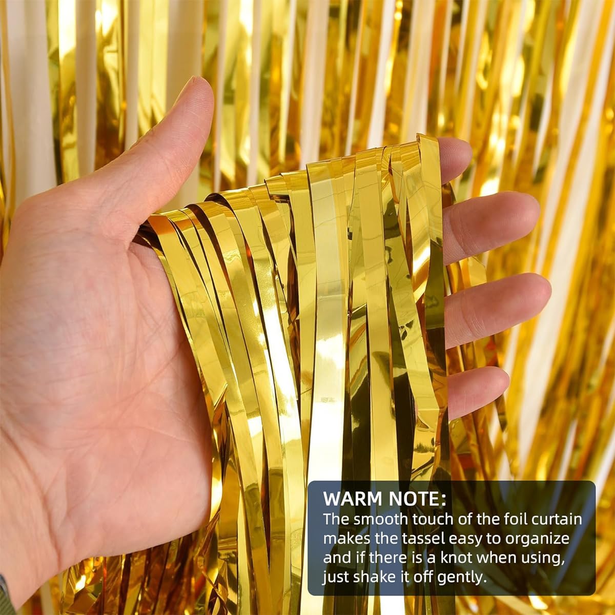 8 Pack 3.3ft x 8ft Gold Foil Fringe Curtain Decorations Metallic Tinsel Foil Fringe Curtains for Photo Booth Birthday Party Decorations Christmas Baby Shower Party Decorations (Gold)