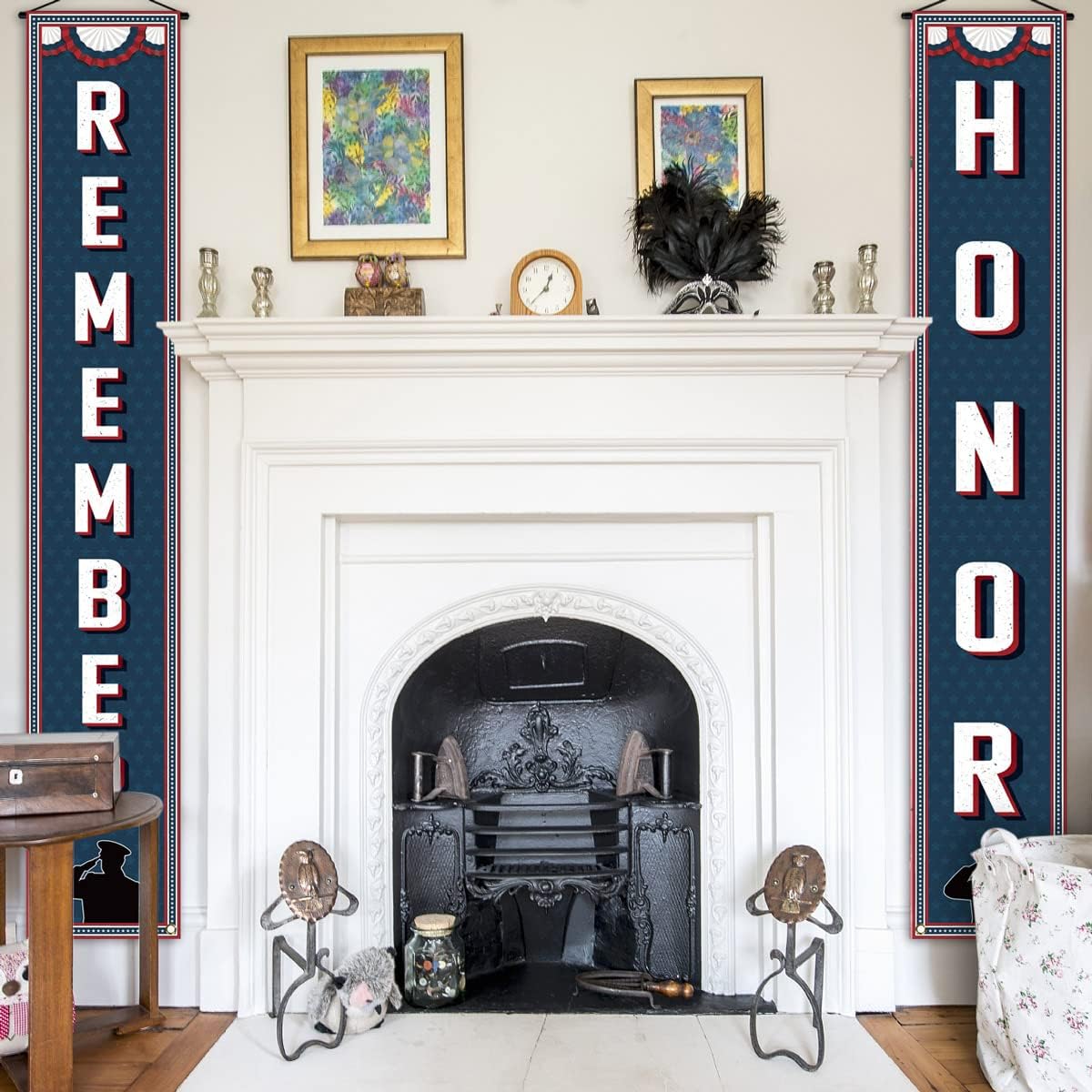 Rainlemon Memorial Day Porch Banner American Patriotic Remember and Honor Front Door Window Decor Sign