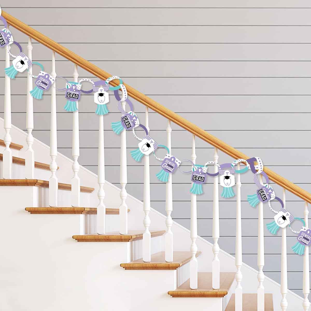 Big Dot of Happiness Dental School Grad - 90 Chain Links and 30 Paper Tassels Decoration Kit - Dental Hygiene Graduation Party Paper Chain Garland - 21 Feet
