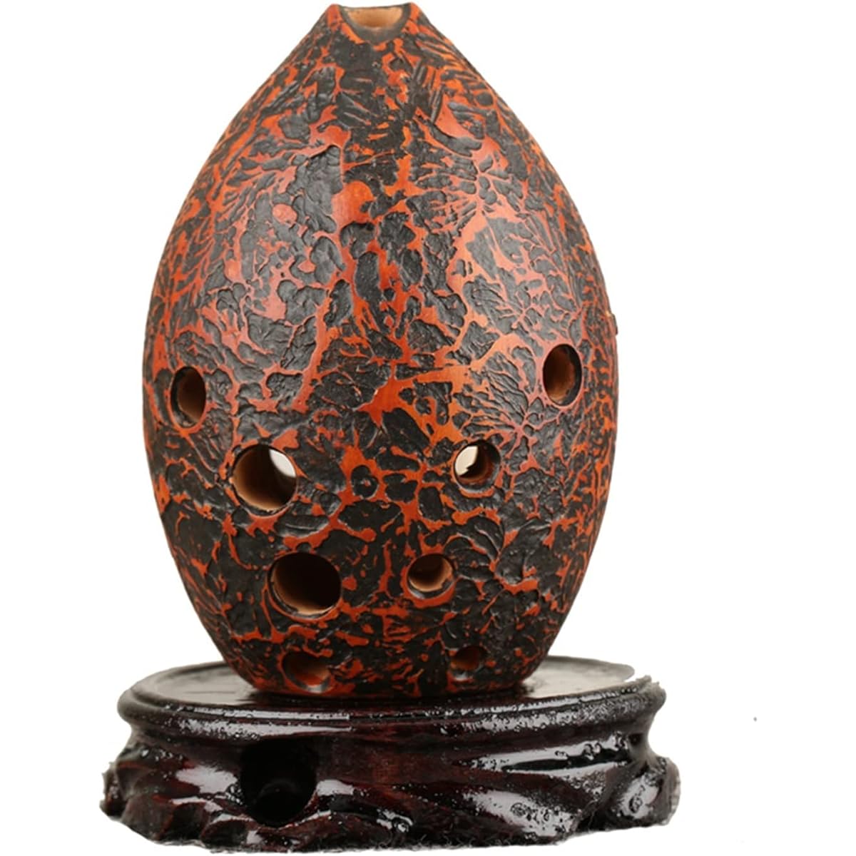 Xun Portable F-tune Ceramic Ocarina Musical Instrument Ocarina Instrument for Students Adults Beginners 10 Holes Pear Shape Red Pottery (Red, Clear)