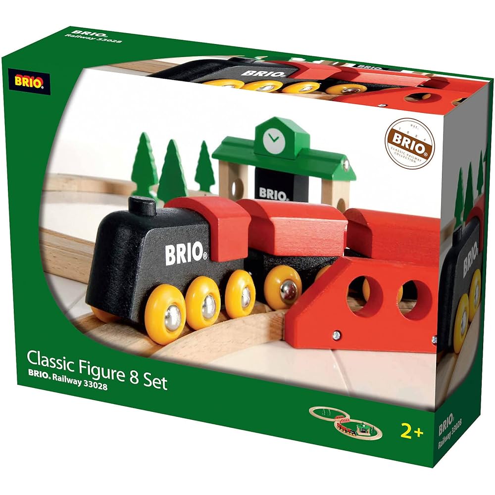 BRIO Classic Rail Figure 8 Set [Total 22 Pieces] Ages 2 and up (Train Toy Wooden Rail) 33028