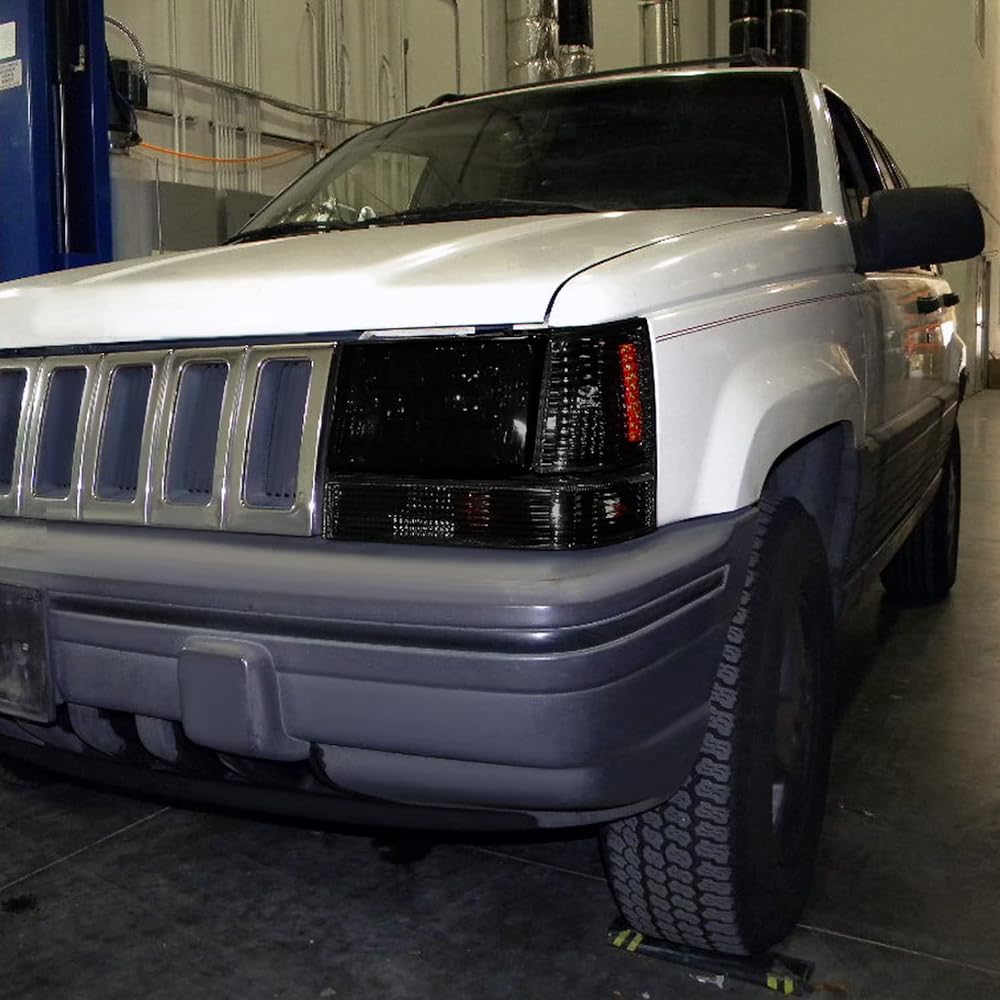 Spec-D Tuning Smoke Bumper Park & Signal Corner Light Amber Reflector 1993-1996 Jeep Grand Cherokee Left and Right Pair