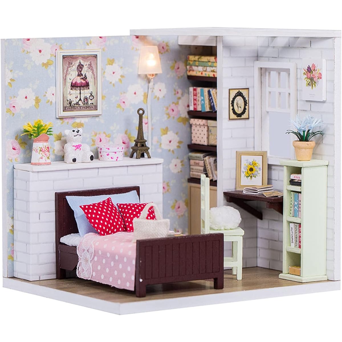 Natudeco DIY Miniature Dollhouse Kit Mini House Making Kit House Building Model Toys for Bedroom Living Room Office Decoration