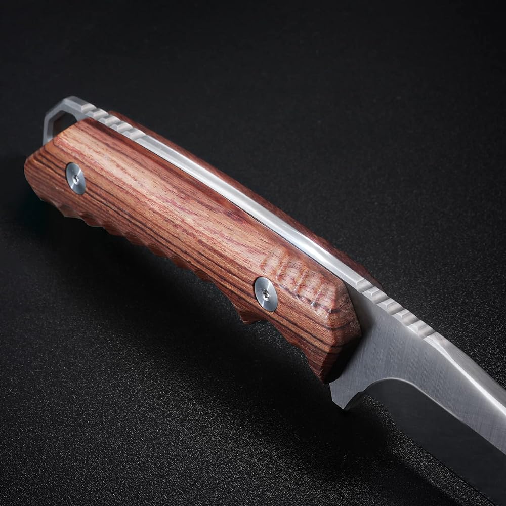 SWISS+TECH sheath knife, outdoor knife, camping knife, full tang structure, natural wood handle, total length approximately 26cm [with case]