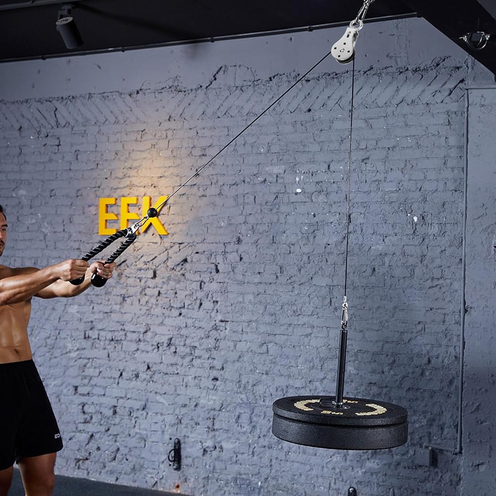 aleawol Pulley Cable Machine Triceps Trainer LAT Lat Pulldown Cable Training Equipment Unisex Professional Muscle Strengthening Fitness Equipment Triceps Pulldown Biceps Curl Back Forearm Shoulders Gym Home Use