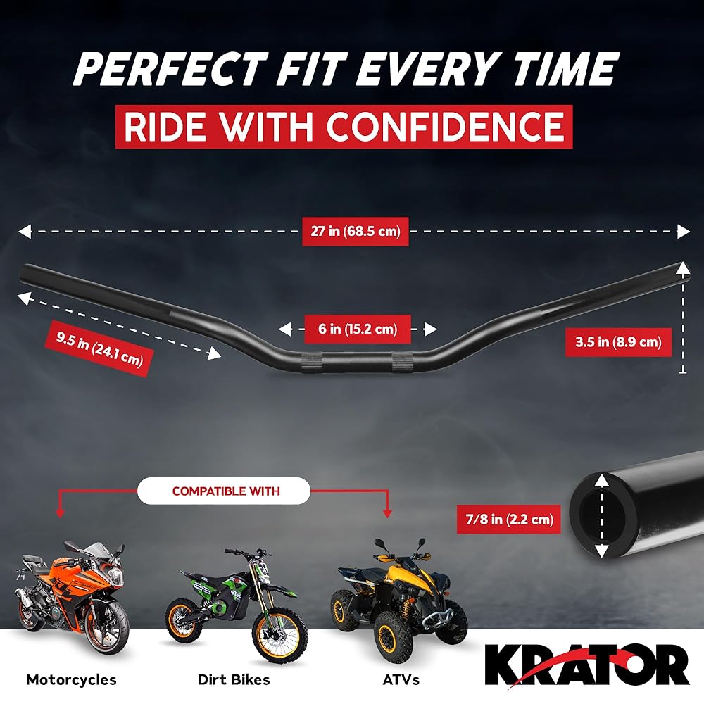 Krator Motorcycle Handlebar 7/8" Black Bar Euro Style Ducati Monster 620 696 750 796 900 1000 1100 S2R