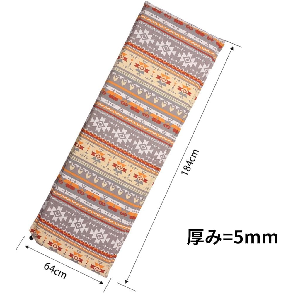 FUJIKAZE Ethnic Pattern Camping Mat, Car Sleeping Mat, 5cm Thickness, Inflator Mat, Warm, Winter Camping, Automatic Inflatable, Connectable, Storage Bag Included