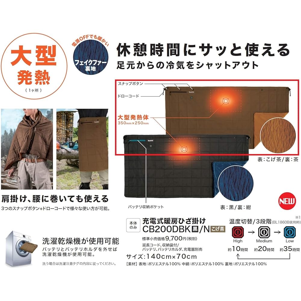 Makita Rechargeable Throw (Brown) Battery, Battery Holder, Charger Sold Separately CB200DBN