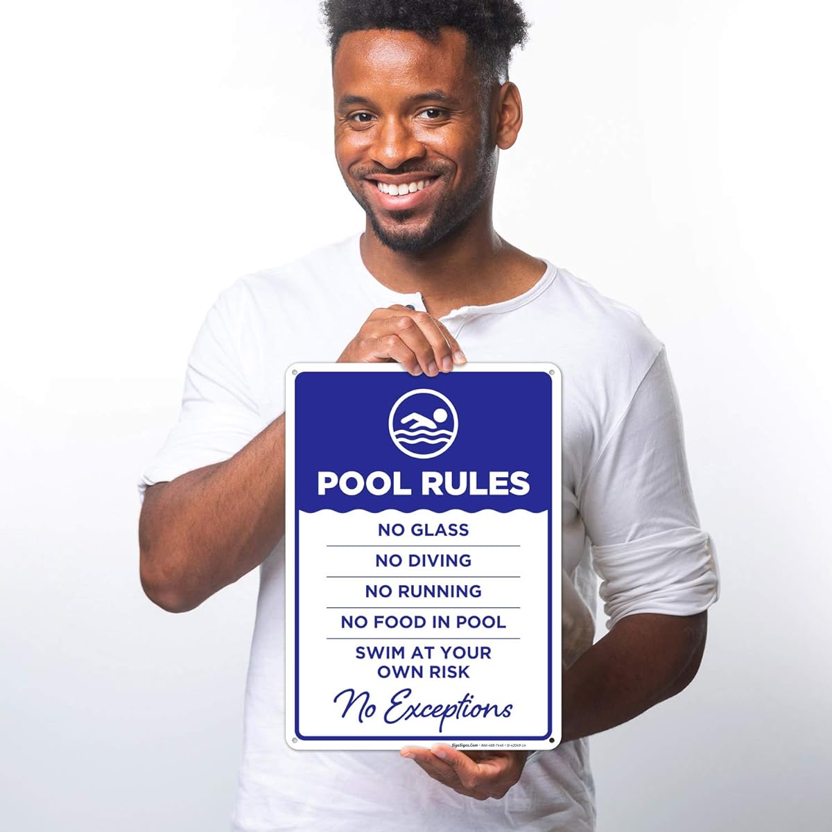 Sigo Signs Pool Rules No Exceptions Sign Pool Sign 10x14 Inch Rust Free .040 Aluminum Fade Resistant Made in the USA