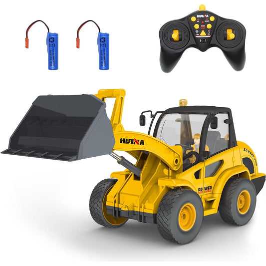 fisca Remote Control Front Loader 1/24 RC Front Loader Bulldozer 9 Channel Construction Vehicle Toy with Lights for Ages 8, 9, 10+