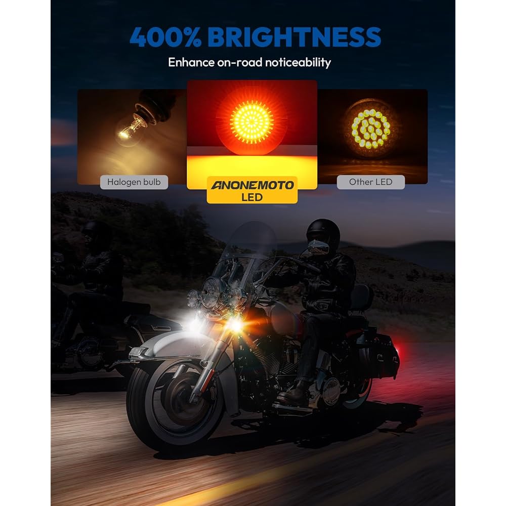 ANONEMOTO 3 1/4" LED Turn Signal 1157 1156 Harley 1986-2023 Electra Glide Road King Road Glide Softail Tour Glide Ultra Limited Turn Signal LED Light