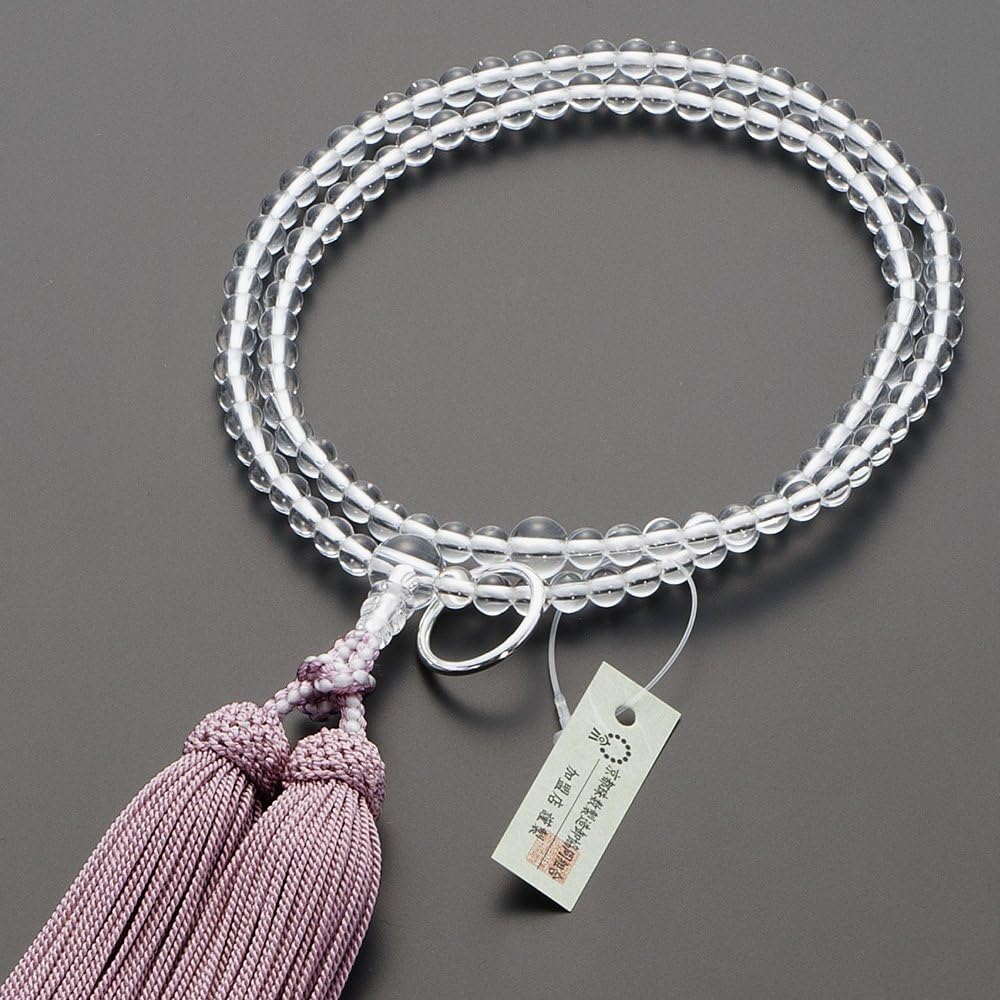 Buddhist altar store Takita Shoten Prayer beads Soto sect authentic prayer beads [For women] Genuine crystal 8-inch pure silk headed tassel ◆Kyoto prayer beads, real prayer beads, two-wheeled prayer beads, Zen Buddhism, formal prayer beads [Published by