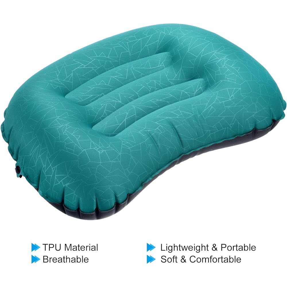 PATIKIL Inflatable Pillow 43 x 32 cm Ultralight Camping Travel Pillow Desk Rest Cushion Sleeping Pillow for Hiking Backpacking Office Teal Blue