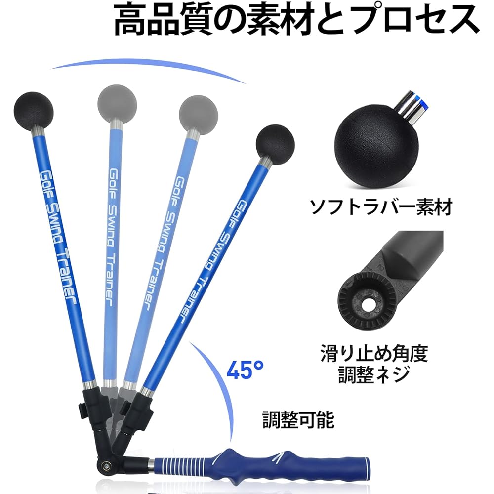 EUG-PRODUCTS Golf Practice Equipment, Golf Swing Practice Tool, Golf Aid, Swing Practice Stick, Golf Swing Trainer, Golf Practice Swing, Posture Correction, Angle Adjustable, 79cm-110cm Extendable, Foldable, Wide Angle, Beginner, Unisex, Right-handed, In