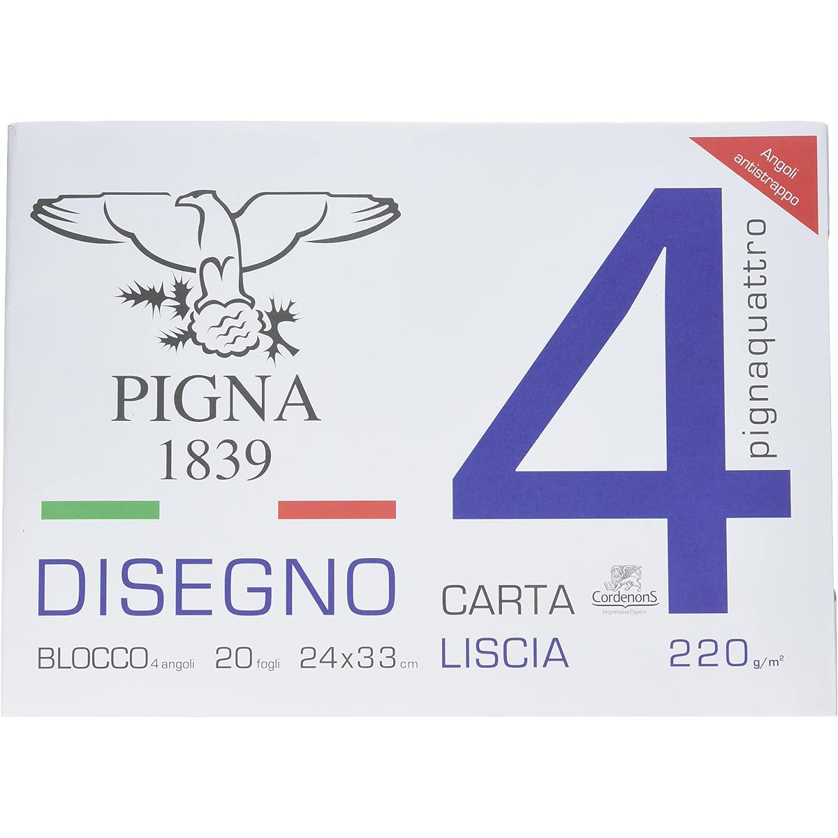 PIGNA 0220021 GE Block Four Corners Smooth Paper 24 x 33 cm 2 sheets