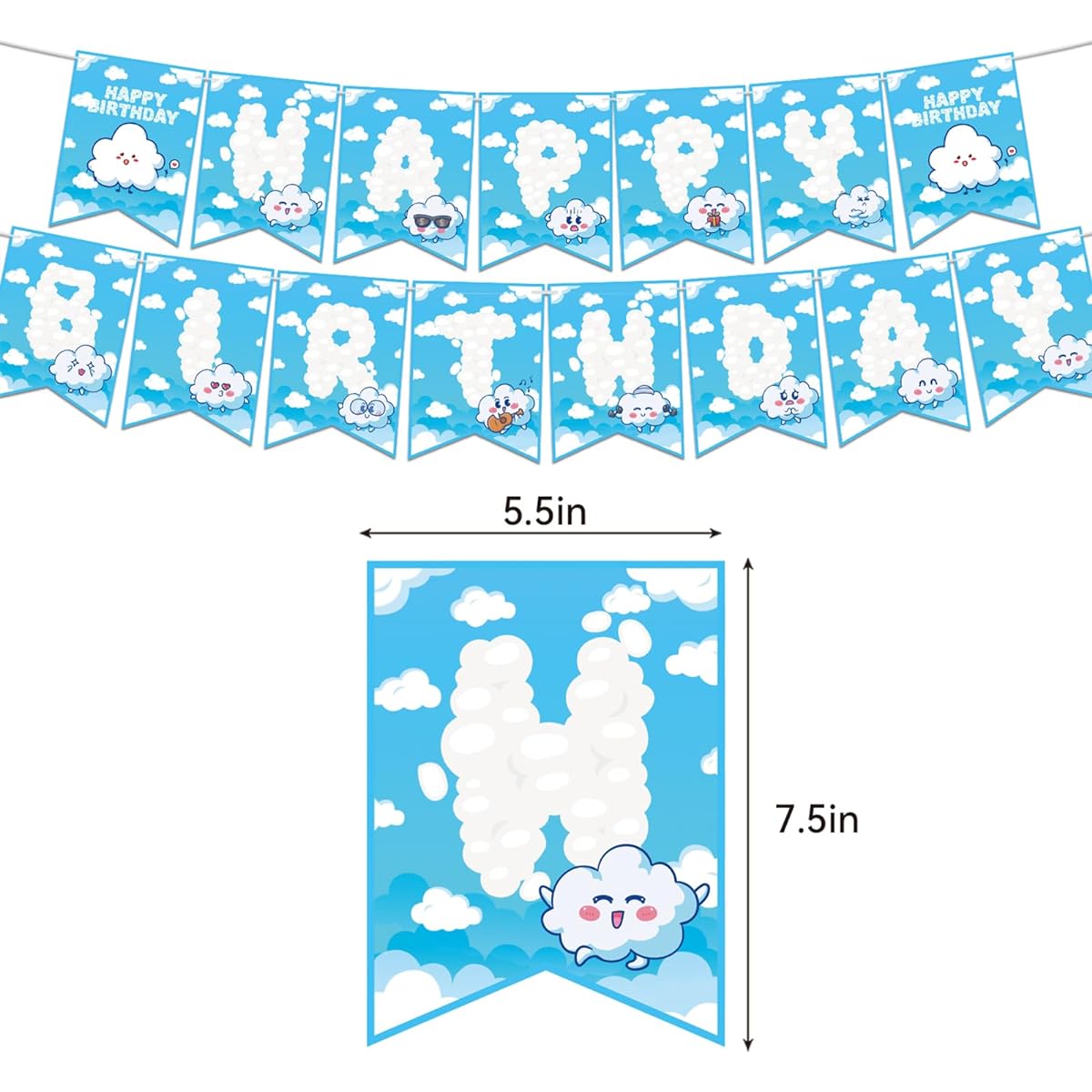 White Cloud Party Decorations Cloud Birthday Party Supplies Blue Sky White Cloud Happy Birthday Banner Cake Topper Cupcake Topper Balloons Birthday Party Cloud Baby Shower Decorations