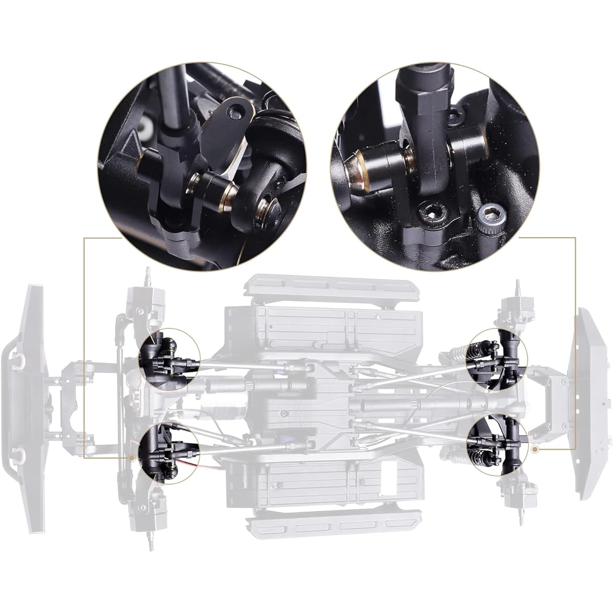 Hobbypark Brass Link Mount Panhard Mount Suspension Link Axle Installation Kit for TRX4 Upgrade 8227 Front and Rear Black & Gold