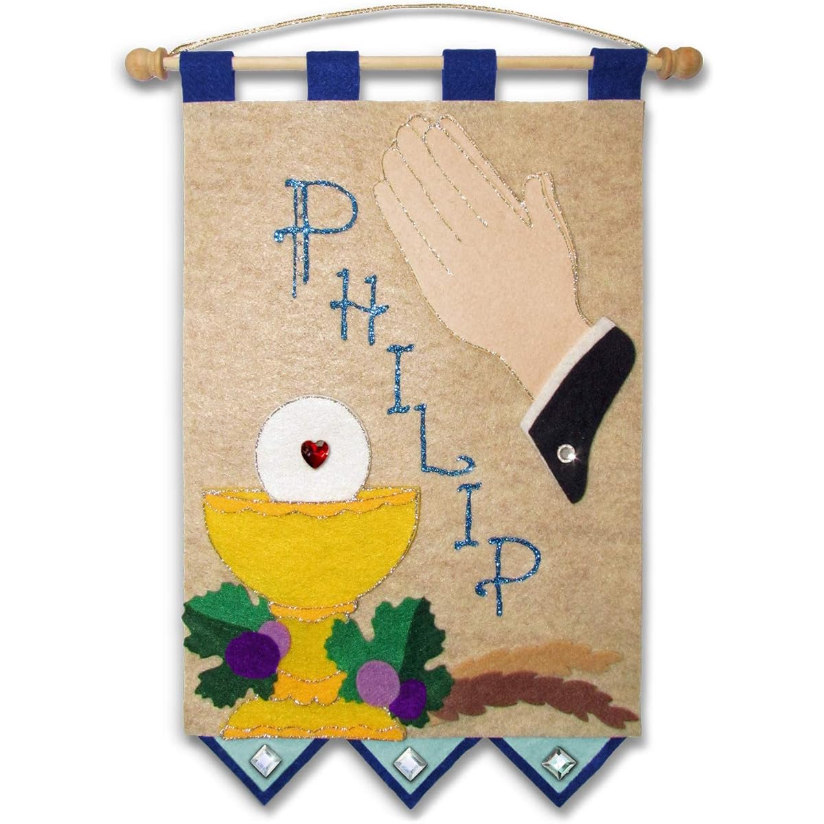 first communion banner kit - 9 x 12 - praying hands - blue