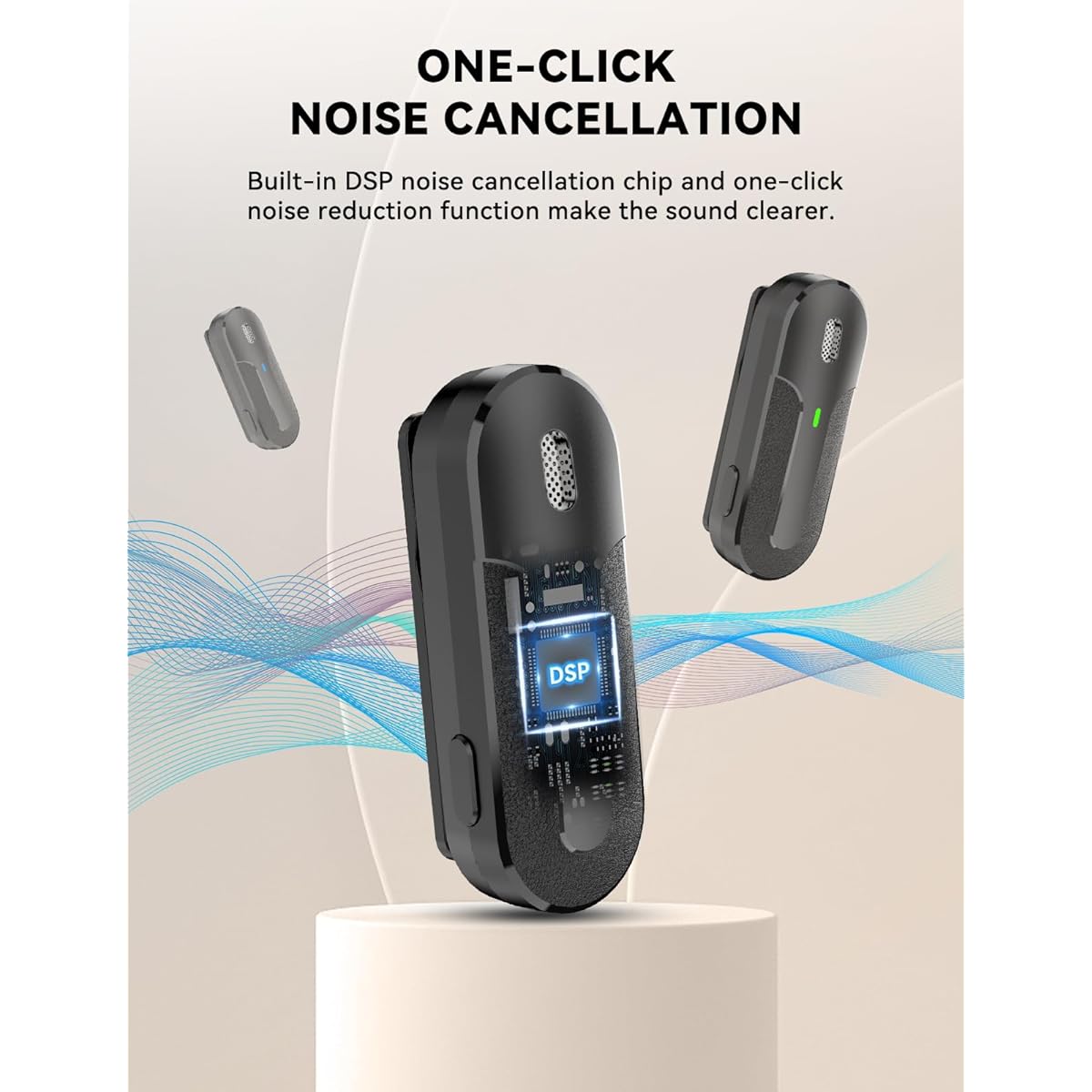 AutimHoo Wireless Lavalier Microphones for iPhone iPad Android - Double Mics Mini Microphone with Noise Cancellation and Mut